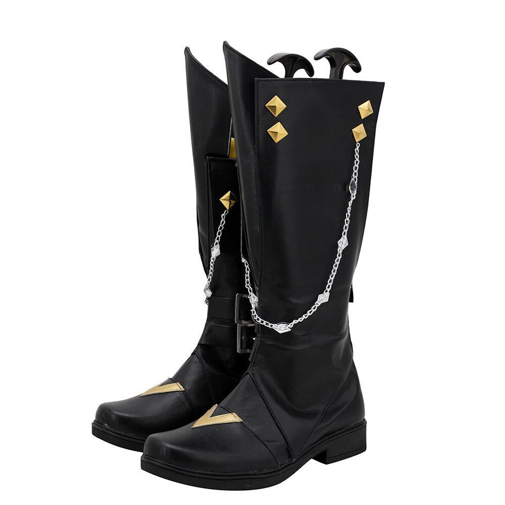 Genshin Impact Tartaglia Cosplay Boots Childe Black Shoes Cosplay Custom Made2