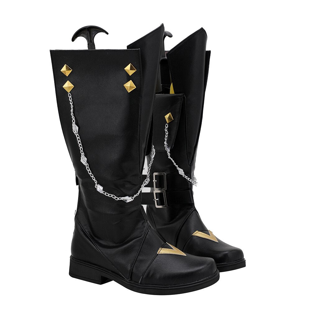 Genshin Impact Tartaglia Cosplay Boots Childe Black Shoes Cosplay Custom Made1