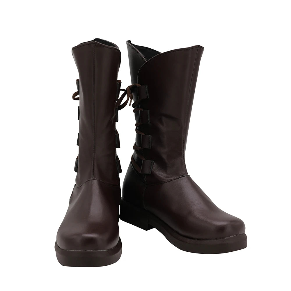 Bottes de cosplay Star Wars 8 : Les Derniers Jedi Rey Skywalker, chaussures marron sur mesure 