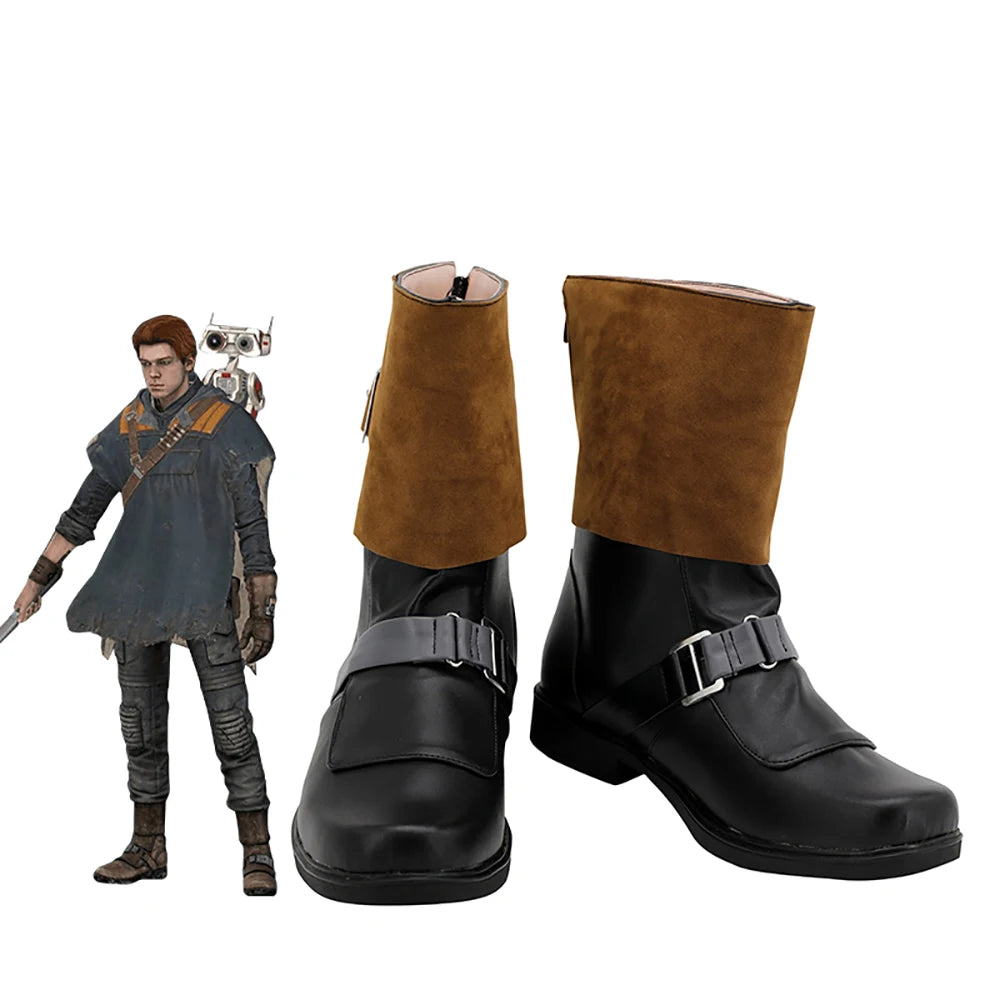 Bottes de cosplay Cal Kestis (Star Wars Jedi: Fallen Order) en cuir, fabriquées sur mesure, toutes tailles. 