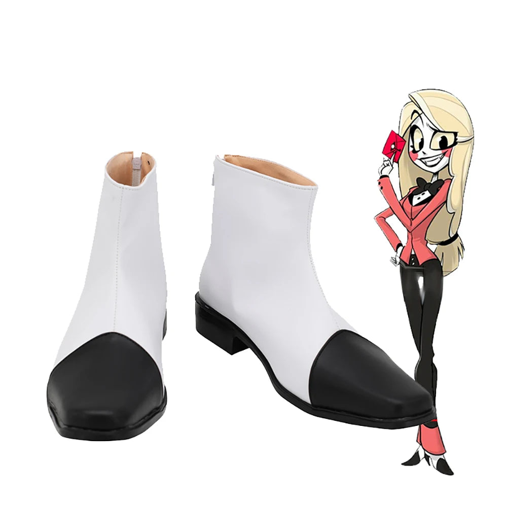 Bottes de cosplay Charlie de Hazbin Hotel, chaussures en cuir blanc, fabriquées sur mesure à toutes les tailles 