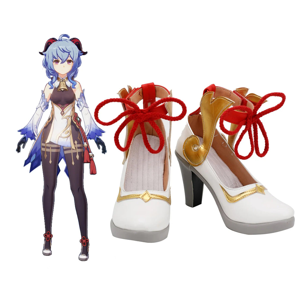 Genshin Impact Ganyu Cosplay Shoes High Heel Boots Custom Made Any Size for Unisex