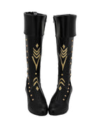 Bottes de cosplay Princesse Anna de La Reine des Neiges 2, chaussures noires personnalisées, bottes en cuir à talons hauts