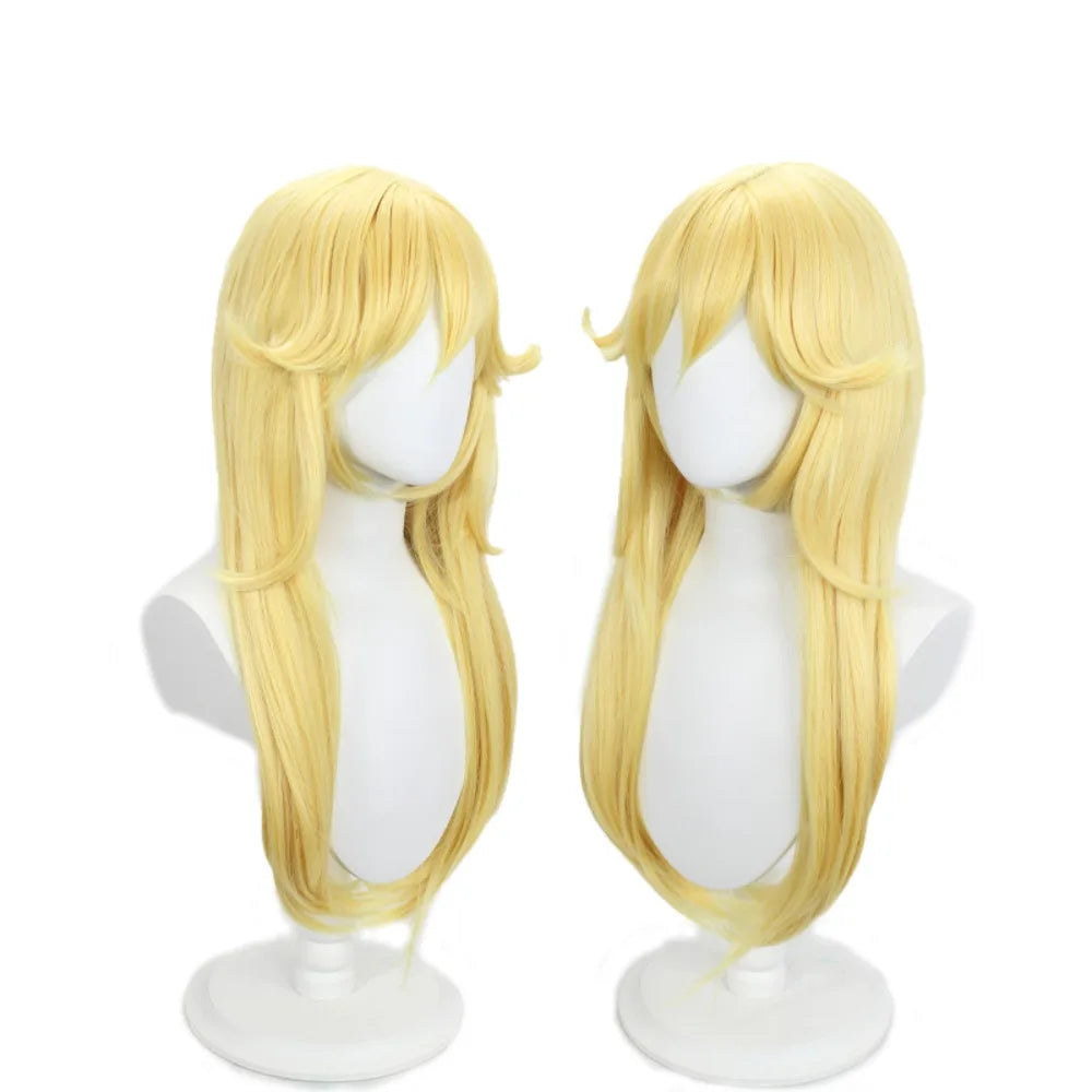 The Super Mario Bros Peach Princess Cosplay Wig Yellow Flipped Hair