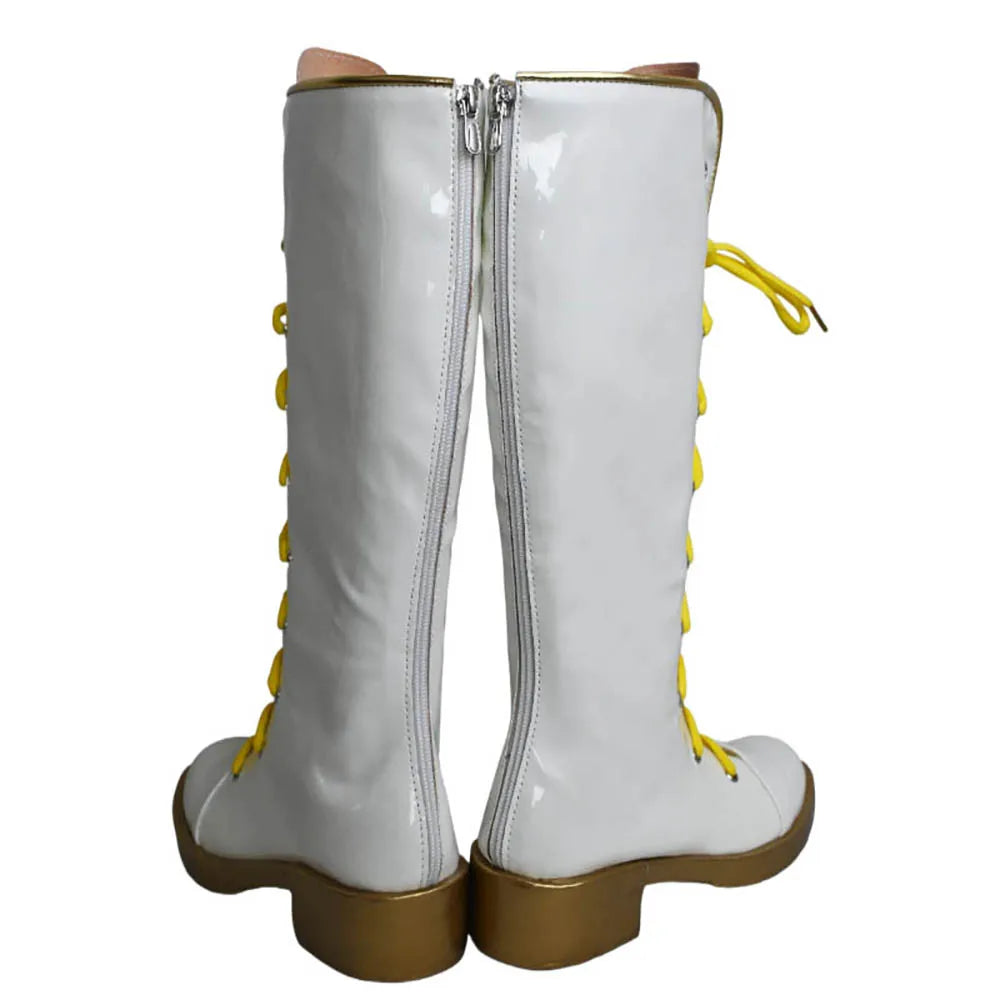 Bottes blanches personnalisées pour cosplay de Rumi, la chasseuse de démons K-pop 
