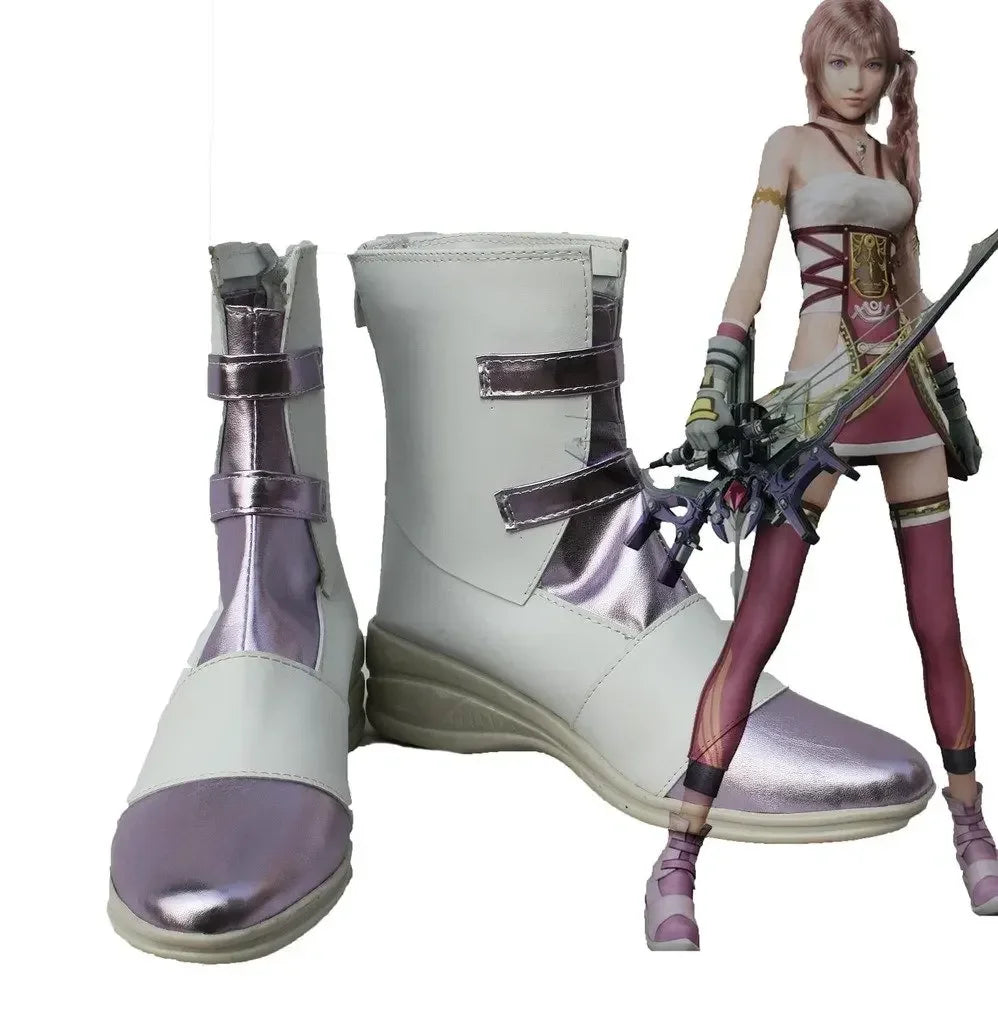 Final Fantasy 13 Serah Farron Cosplay Boots White Shoes