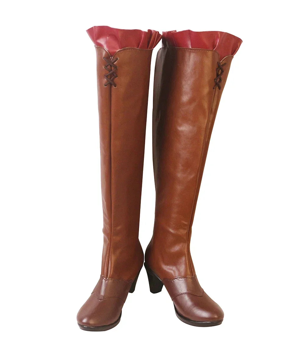 Chaussures de cosplay Black Clover Mimosa Vermillion, bottes marron à talons hauts, faites sur mesure
