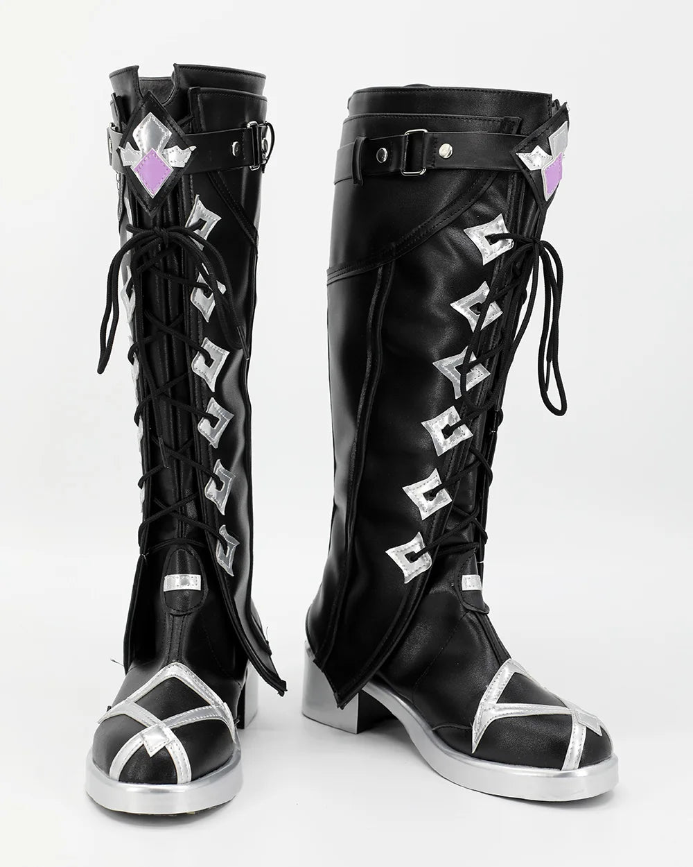 Bottes de cosplay Genshin Impact Flins, chaussures en cuir noir, fabriquées sur mesure, toutes tailles