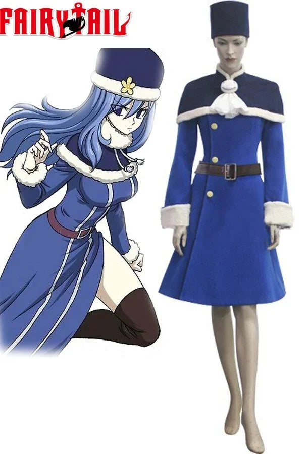 Fairy Tail Rain Woman Juvia Lockser Blue Dress Cosplay Costume