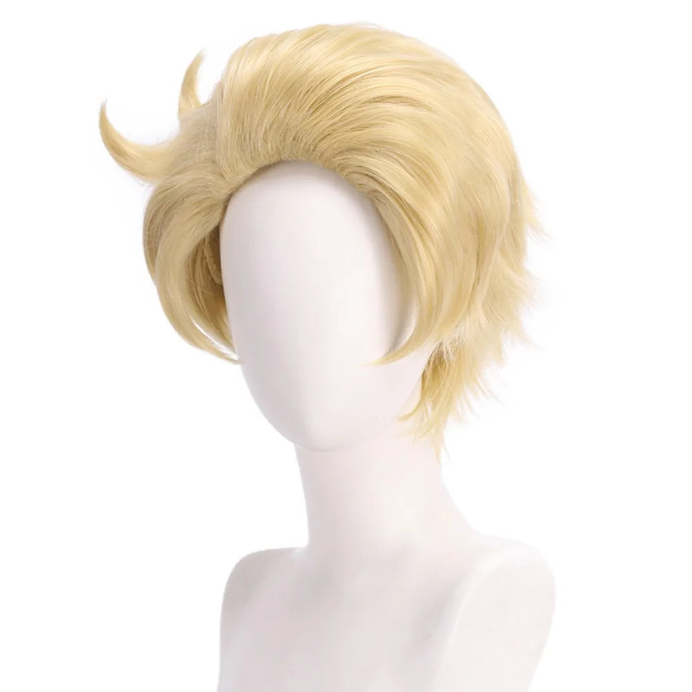 Perruque de cosplay Lucifer de Hazbin Hotel, cheveux courts blonds blancs