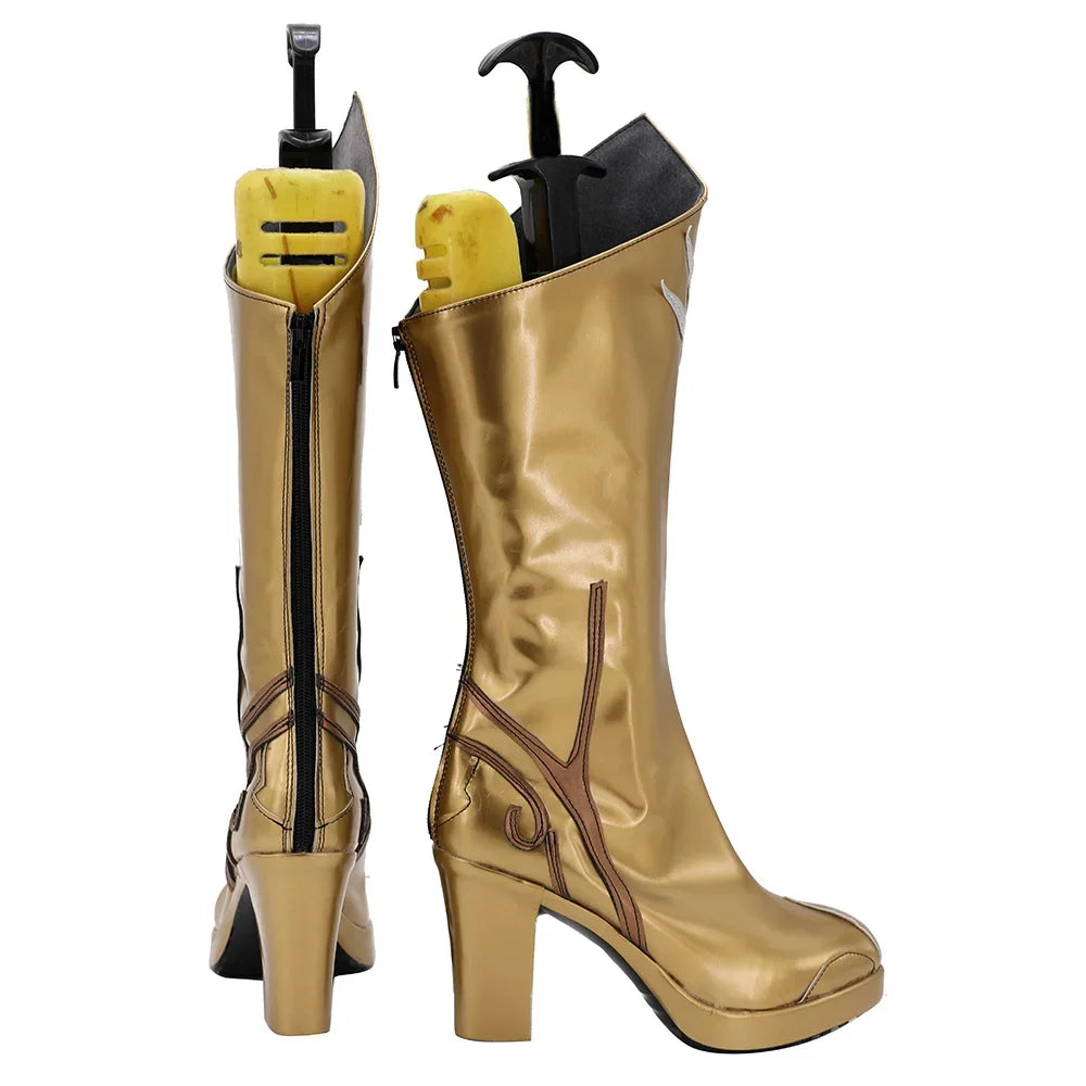 LOL Riven Prestige Valiant Sword Cosplay Shoes High Heel Gold Shoes