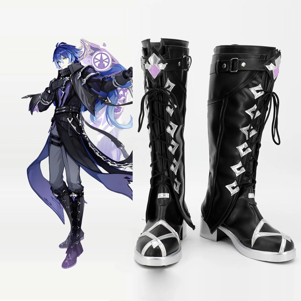 Bottes de cosplay Genshin Impact Flins, chaussures en cuir noir, fabriquées sur mesure, toutes tailles