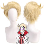 Perruque de cosplay Lucifer de Hazbin Hotel, cheveux courts blonds blancs