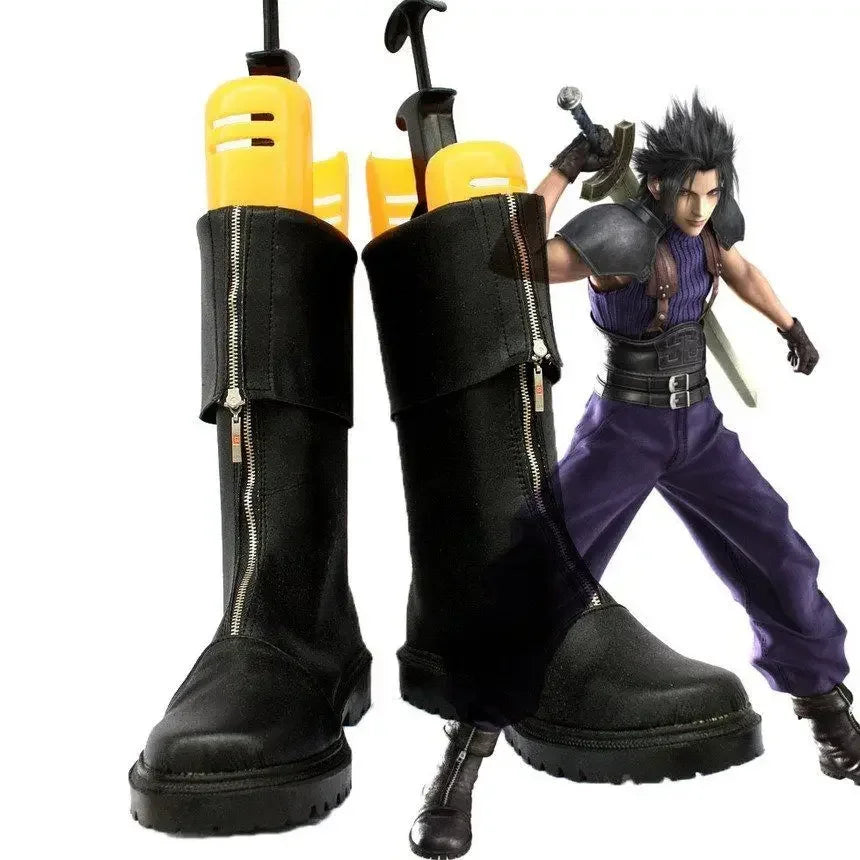 Final Fantasy Crisis Core FF7 Zack Fair Cosplay Boots Black Shoes