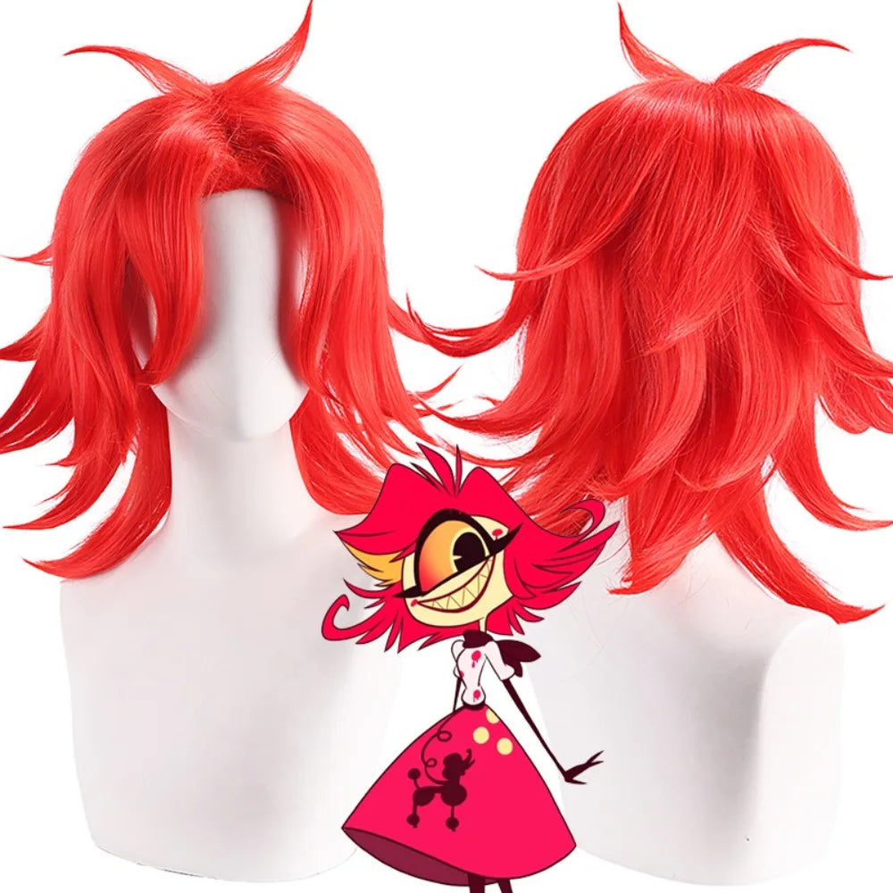 Perruque de cosplay Niffty de Hazbin Hotel, cheveux rouge vif