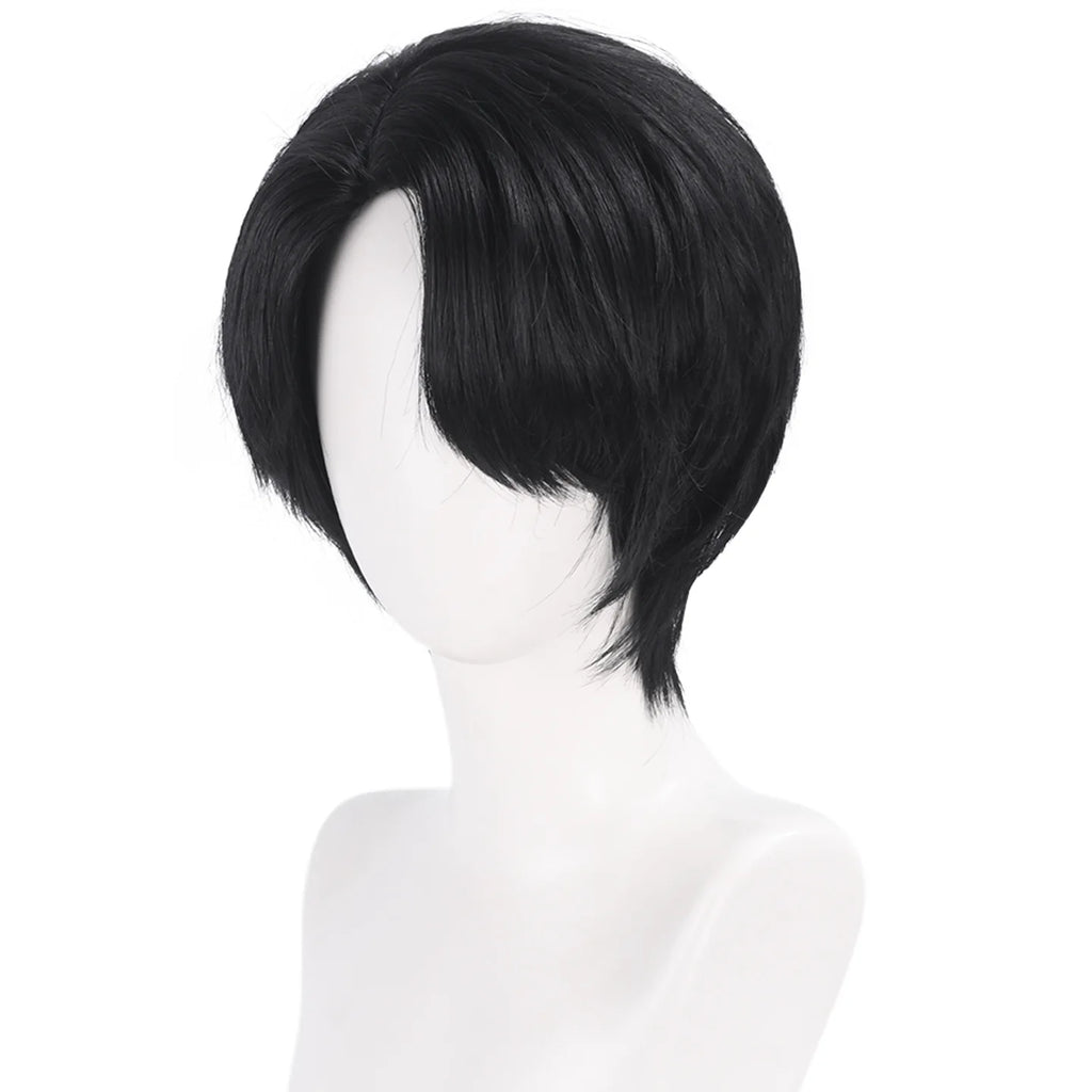 KPOP Demon Hunters Girl Group Cosplay Wig Jinu Qin Yu Scalp Version Sagittarius Boy Black Short Hair