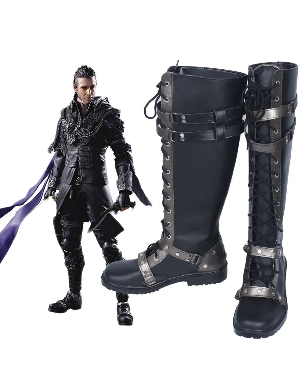 Kingsglaive Final Fantasy XV Nyx Ulric Cosplay Boots Black Shoes