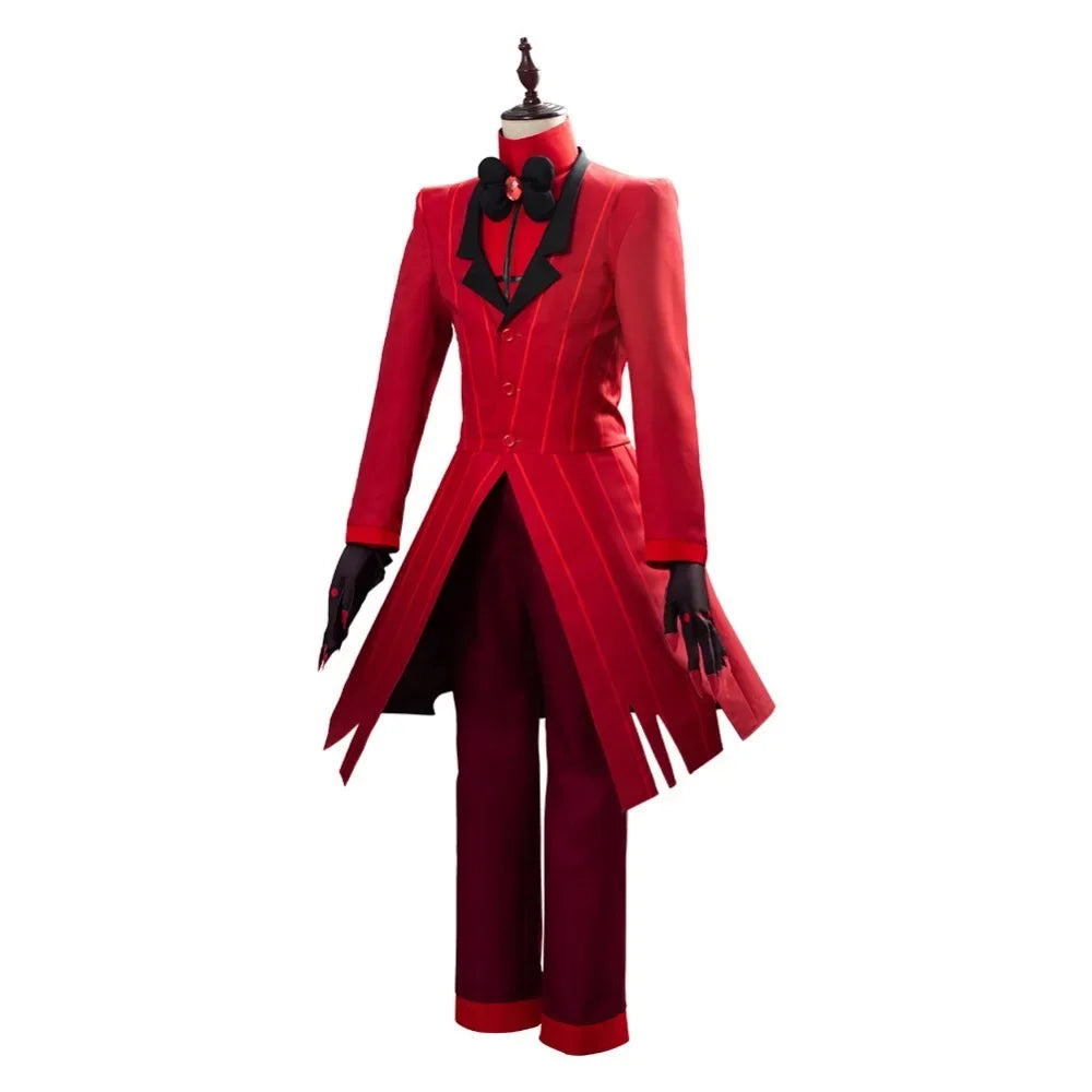 Hazbin Hotel  Alastor Cosplay Costume Red Suit Full Set