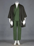 Costume de cosplay complet d'Urahara Kisuke (Bleach) : chapeau, sandales geta, kimono et perruque. 