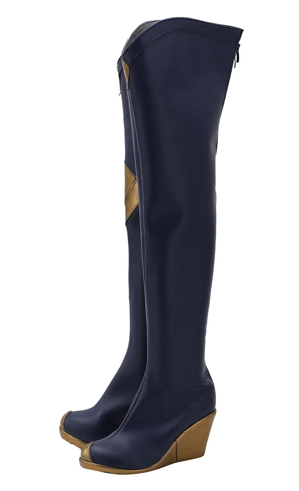 LOL Caitlyn Combat Academy Cosplay Boots Blue Wedge Heel Shoes