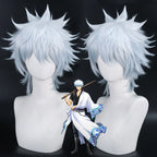 Gintama Sakata Gintoki Cosplay Wig White Blue Gradient Anime Costume Party Wig