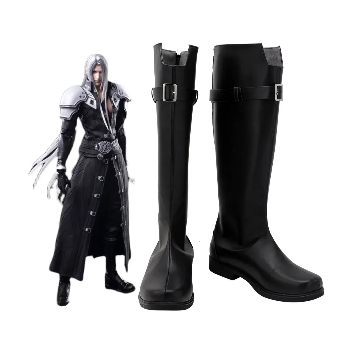 Final Fantasy VII Remake Sephiroth Cosplay Boots Custom Made Black Shoes