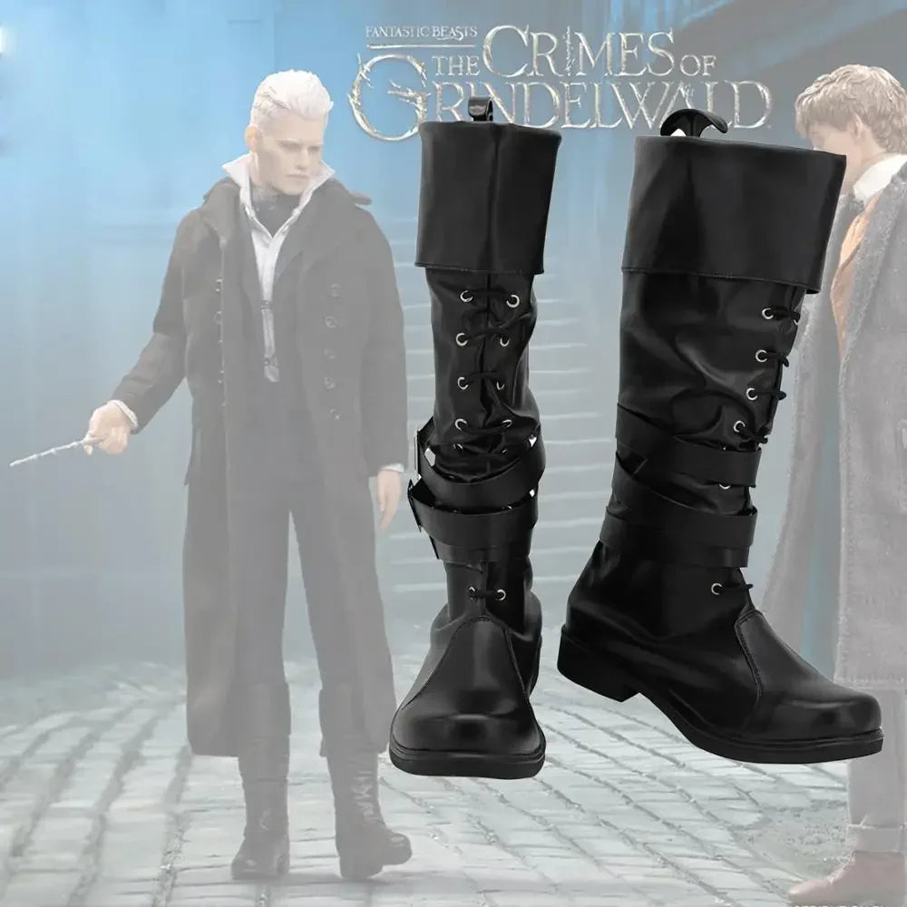 Gellert Grindelwald Cosplay Boots Black Shoes - Fantastic Beasts The Crimes of Grindelwald Shoes Custom Made