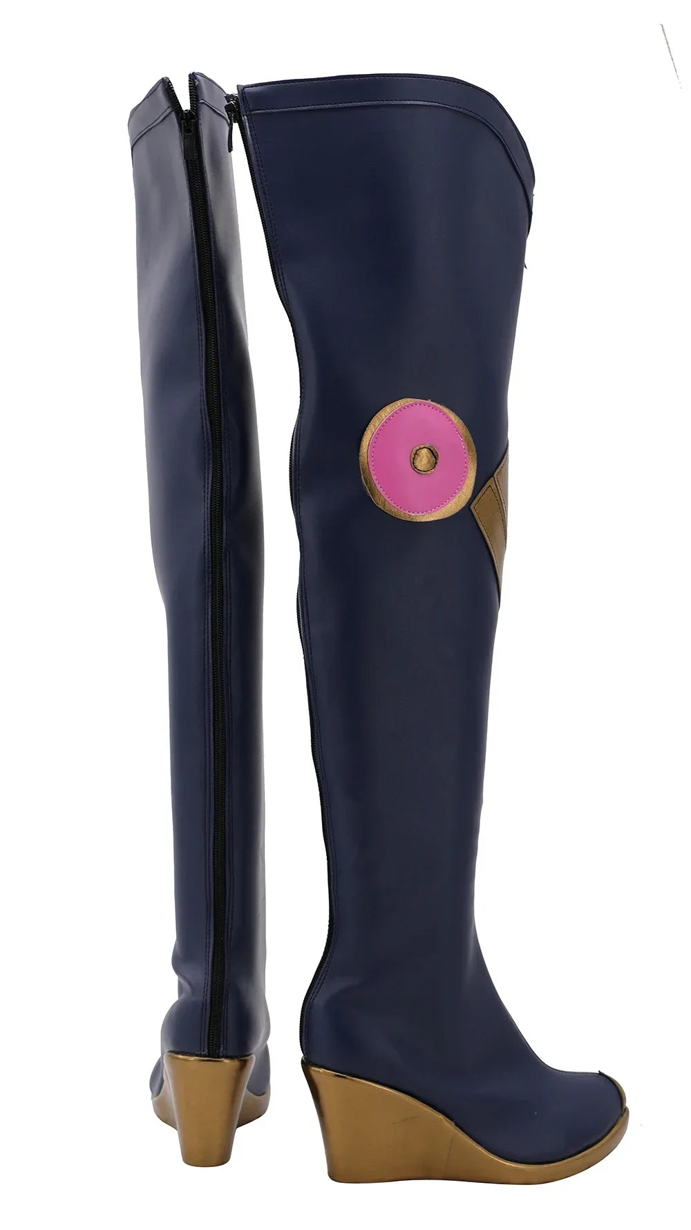 LOL Caitlyn Combat Academy Cosplay Boots Blue Wedge Heel Shoes
