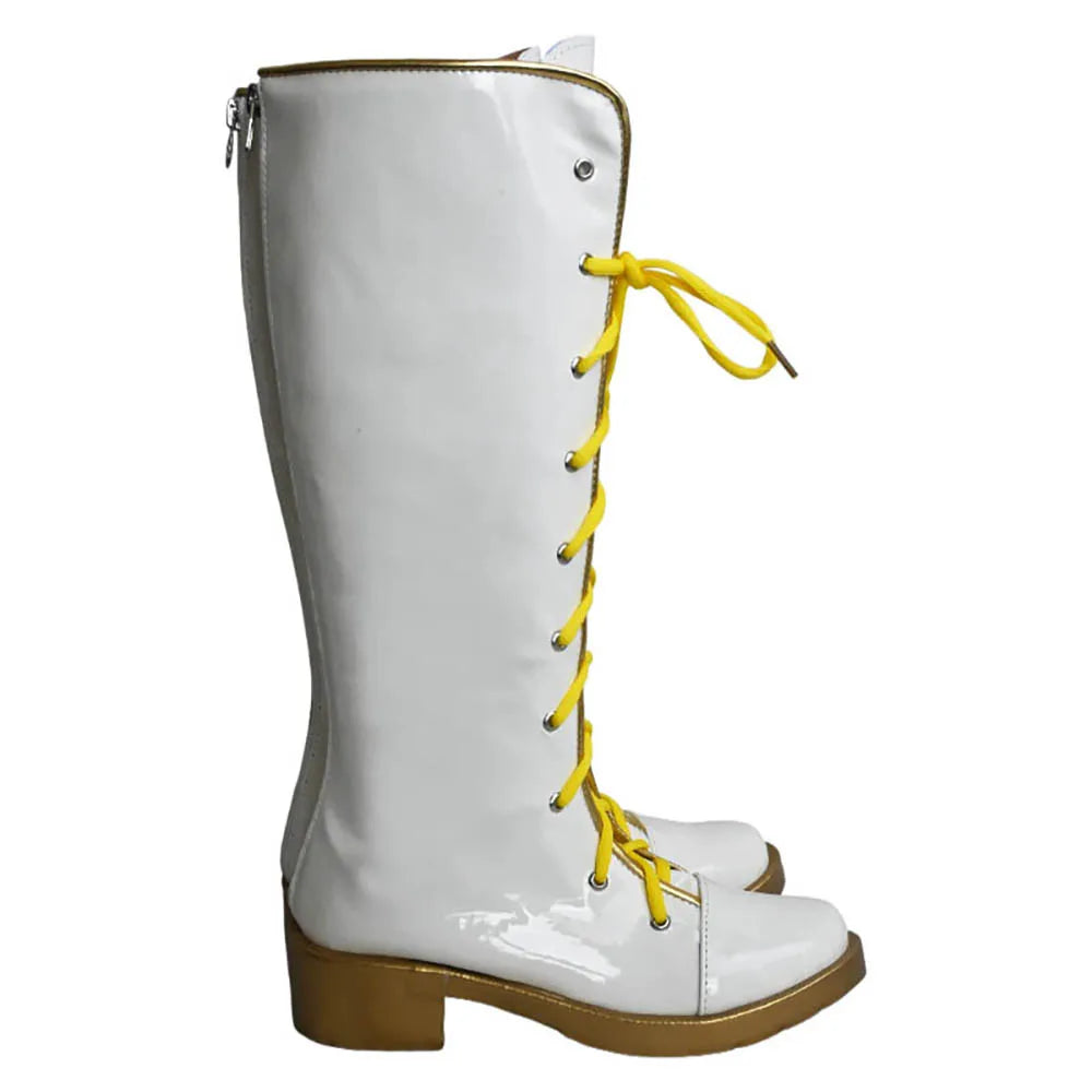 Bottes blanches personnalisées pour cosplay de Rumi, la chasseuse de démons K-pop 