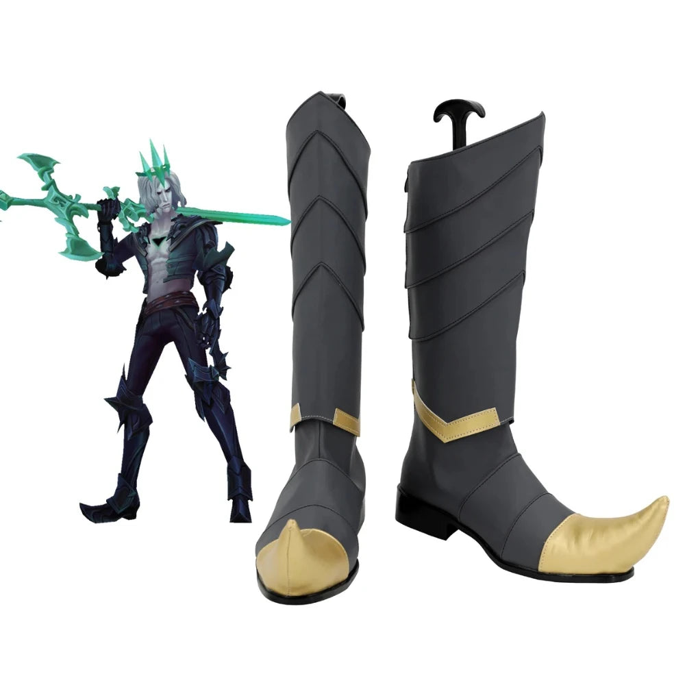 LOL Ruined King Viego Cosplay Boots Grey Shoes