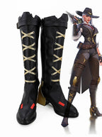 Overwatch OW Ashe Calamity Cosplay Boots Black High Heel Shoes