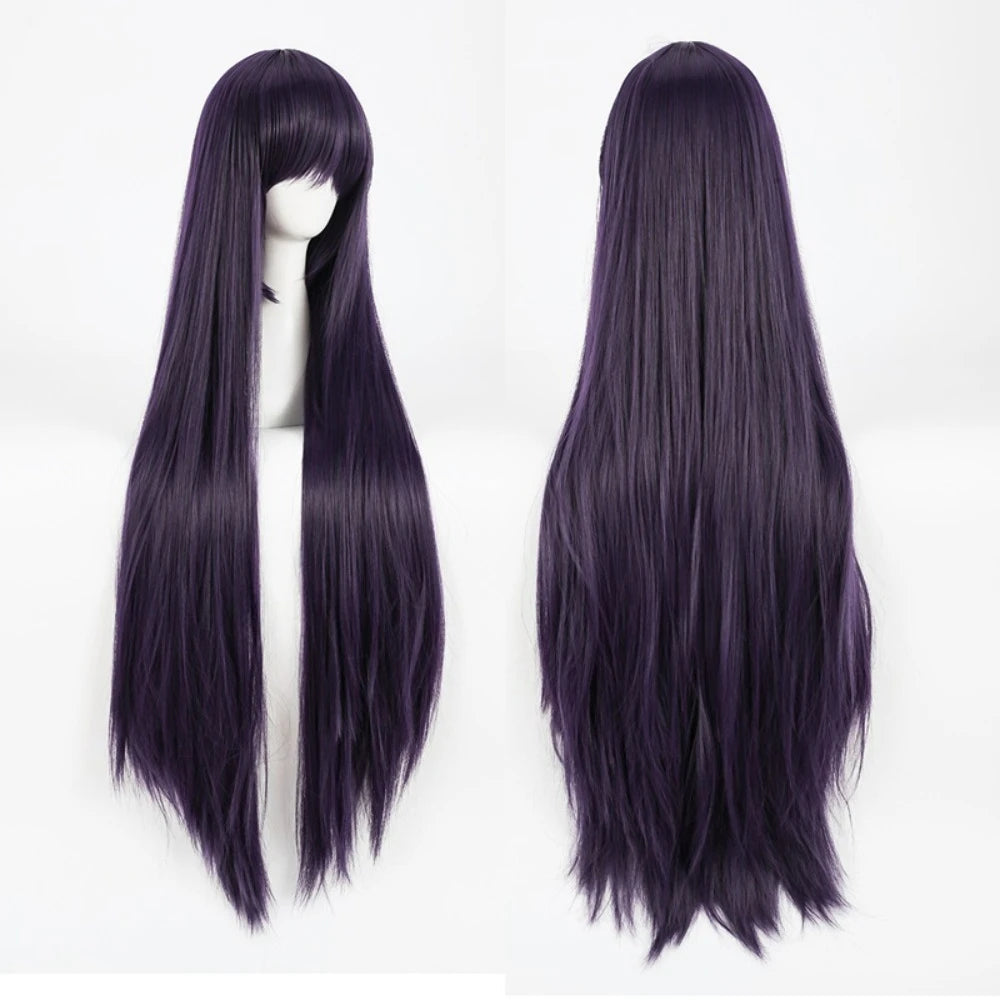 Perruque de cosplay Sailor Moon Mars Rei Hino, cheveux longs, raides et violets 