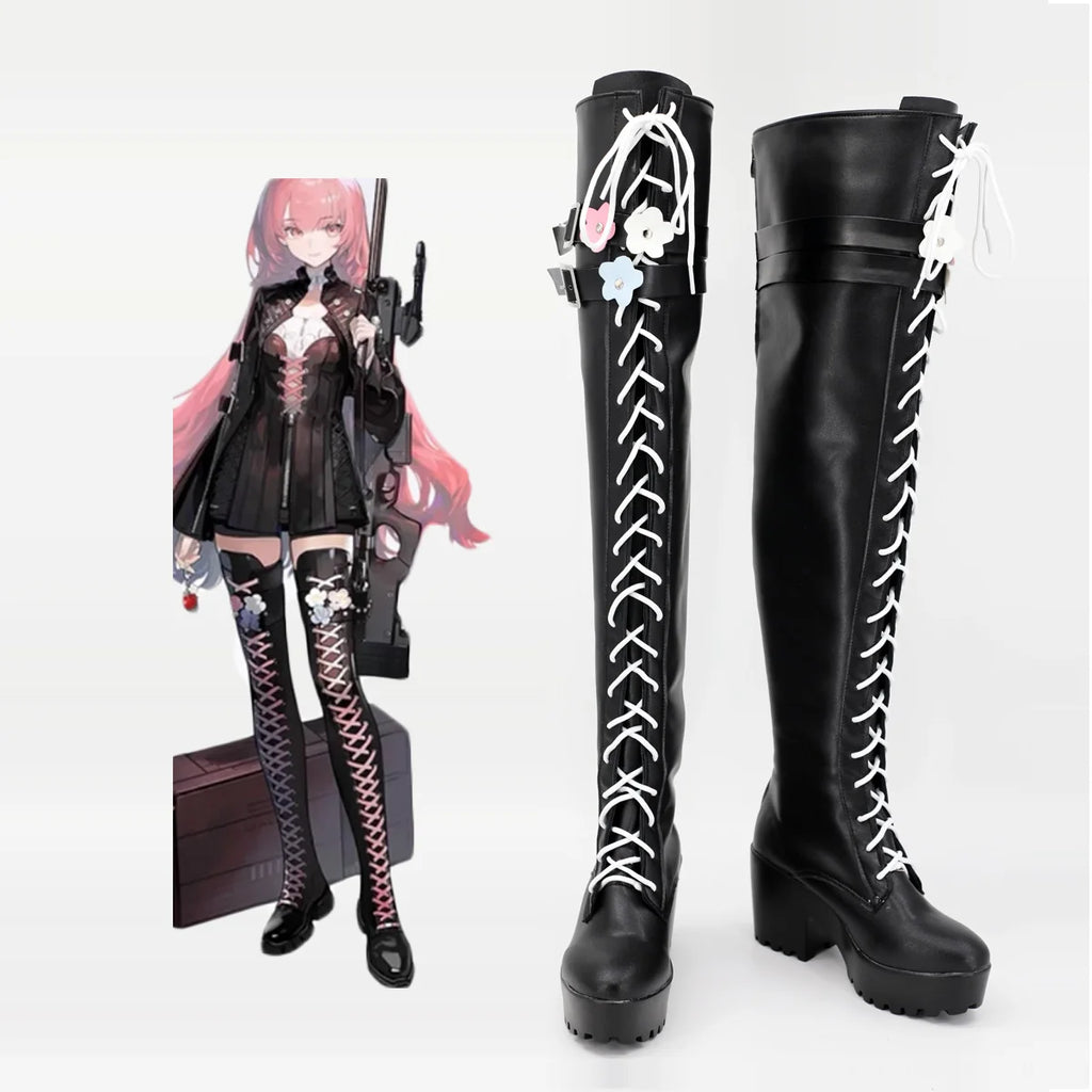 Arknights Lemuen Cosplay Boots Knee High Shoes Custom Made