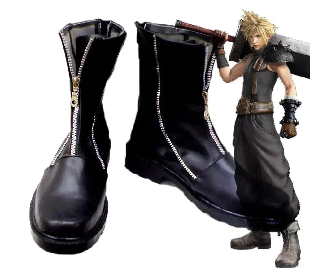 Final Fantasy 7 Cloud Strife Cosplay Boots Black Shoes Custom Made
