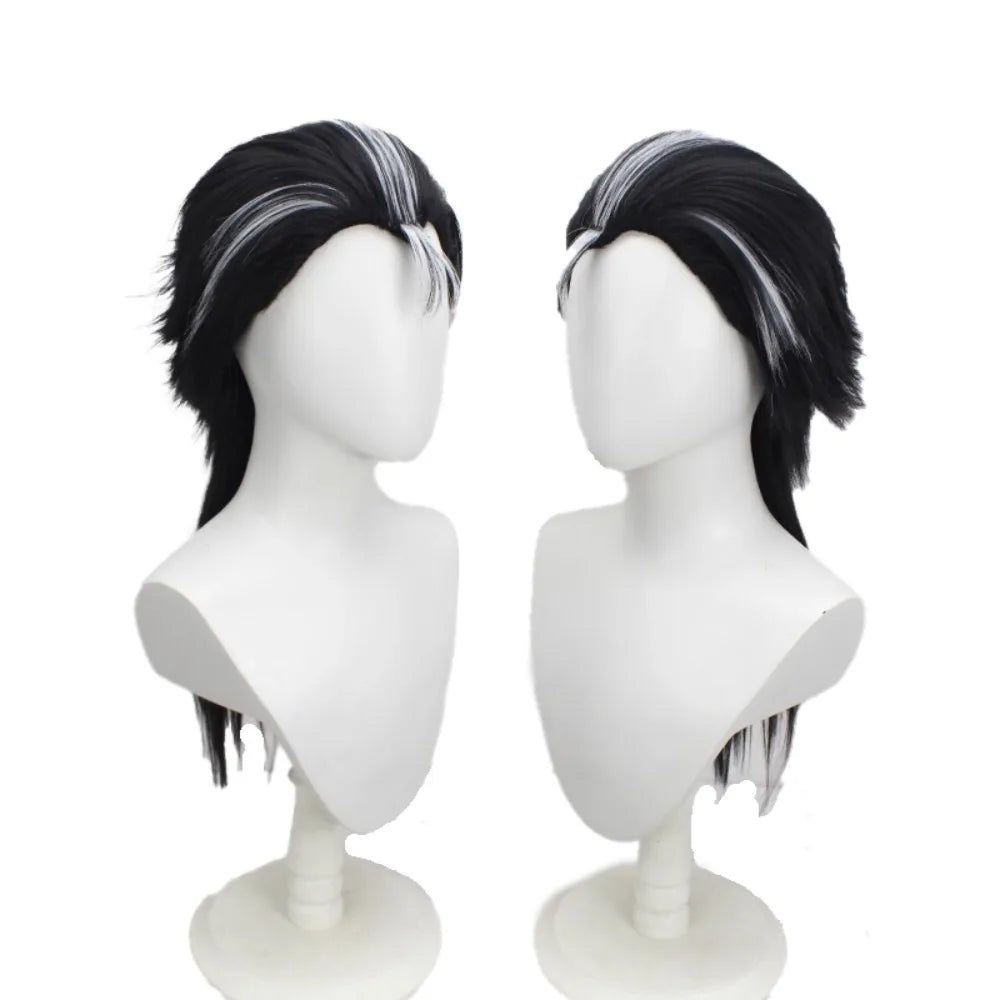 Final Fantasy X Auron Cosplay Wig Black White Spiky Hair
