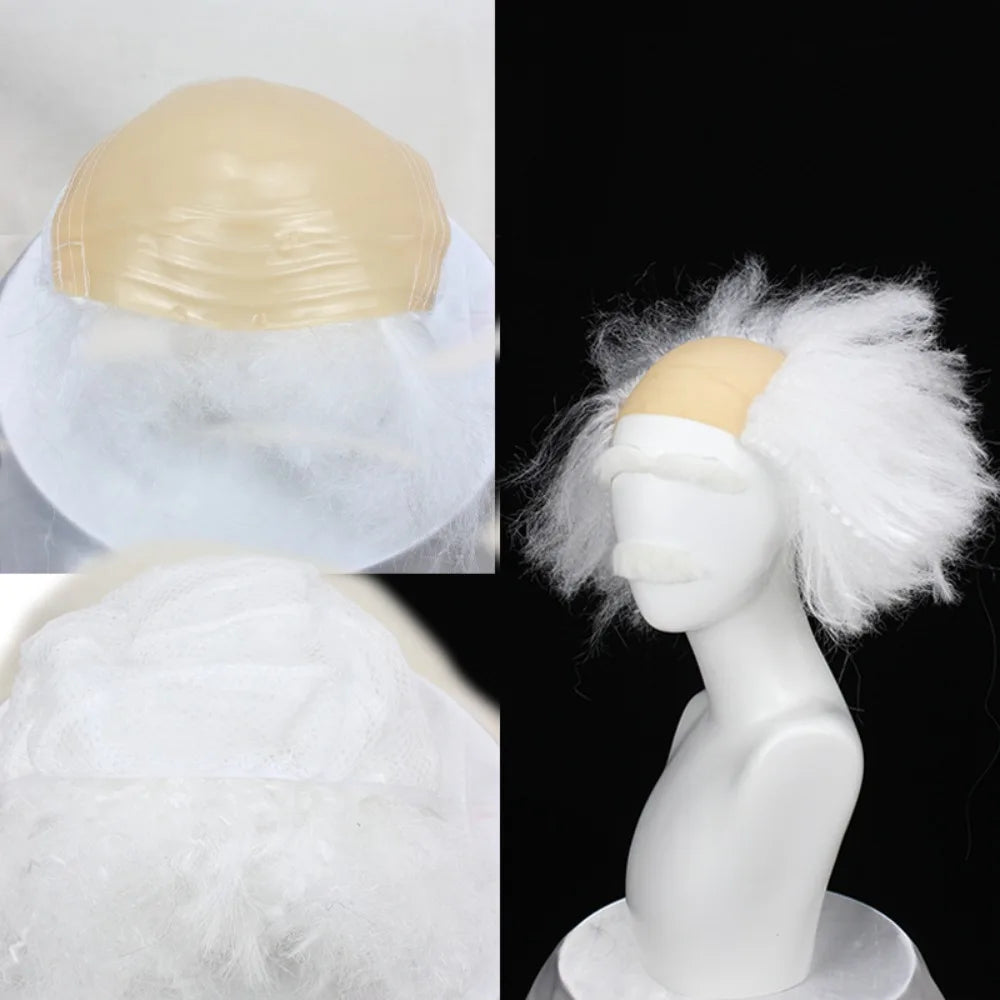 Albert Einstein Wig & Beard Set Grey White Frizzy Costume Hair | MiDicosplay