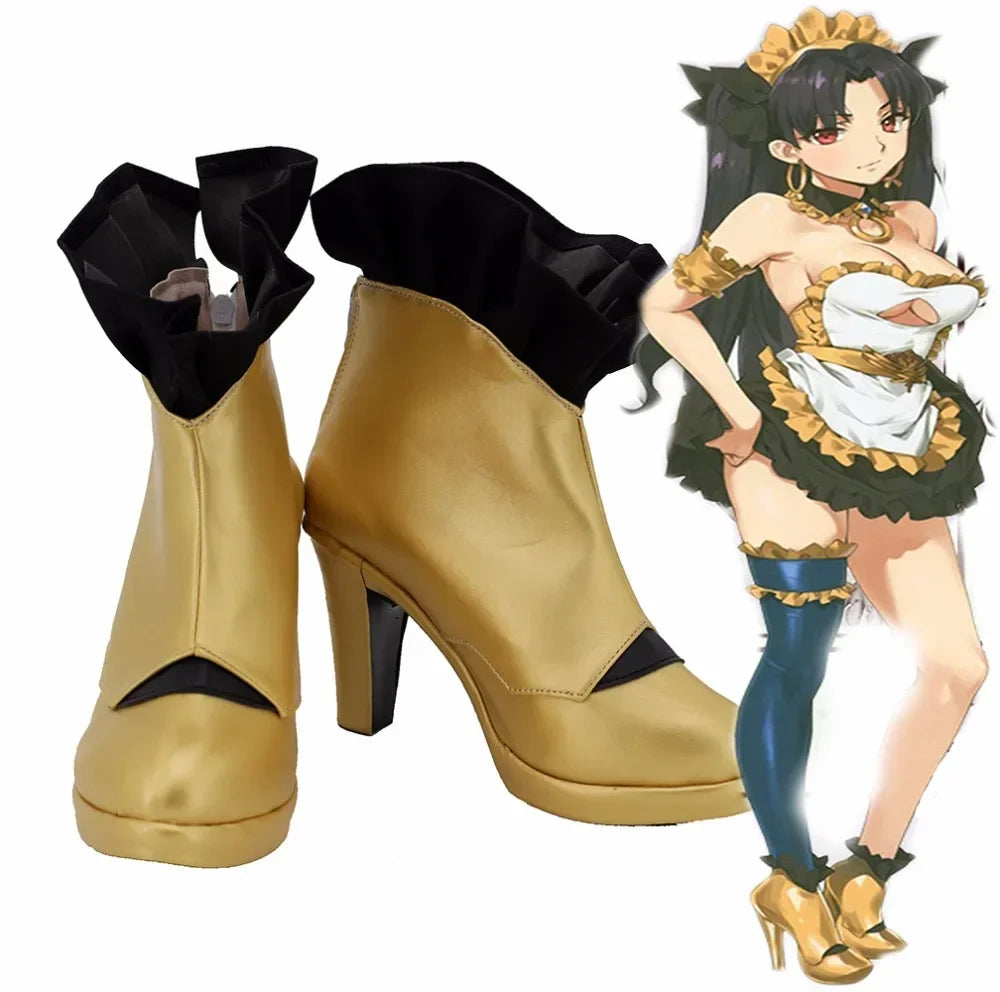 Fate Grand Order Ishtar Cosplay Boots High Heel Golden Boots