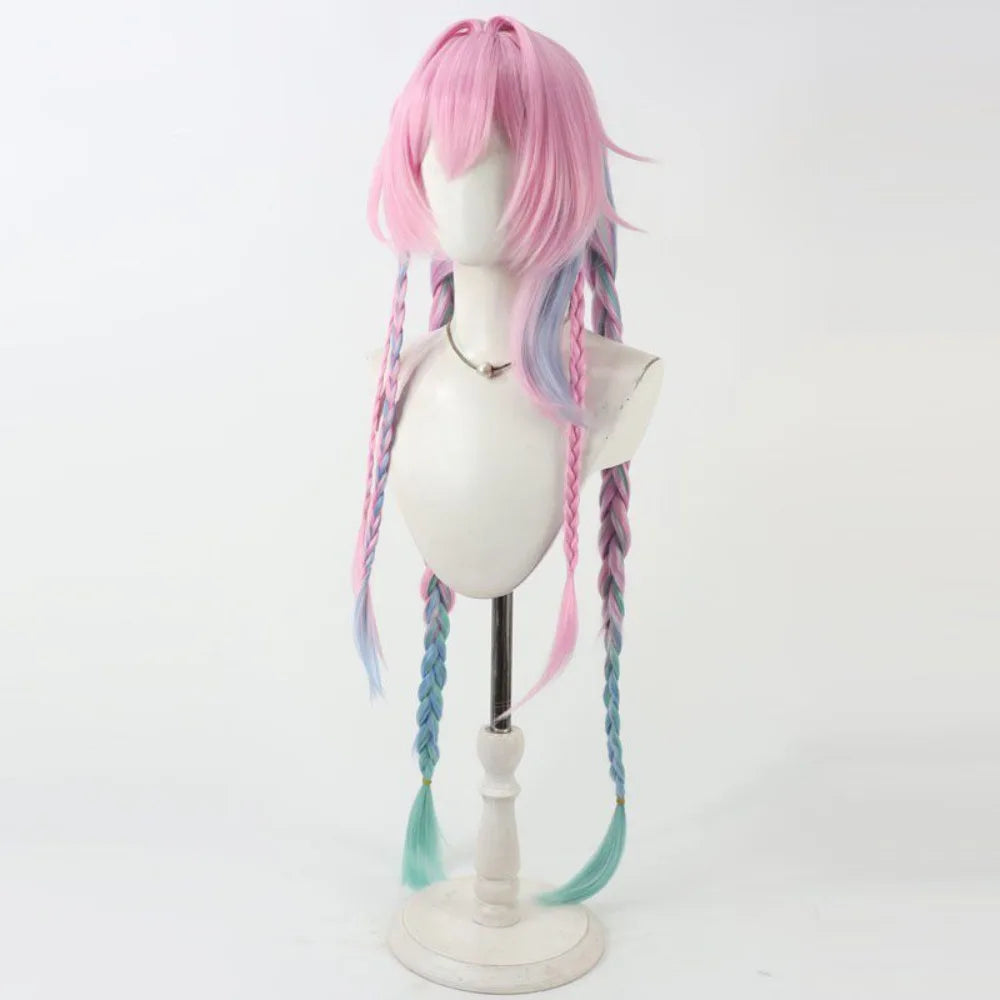 Honkai Star Rail Cyrene Cosplay Wig Multicolor Gradient 100cm Twin Braids Synthetic Hair