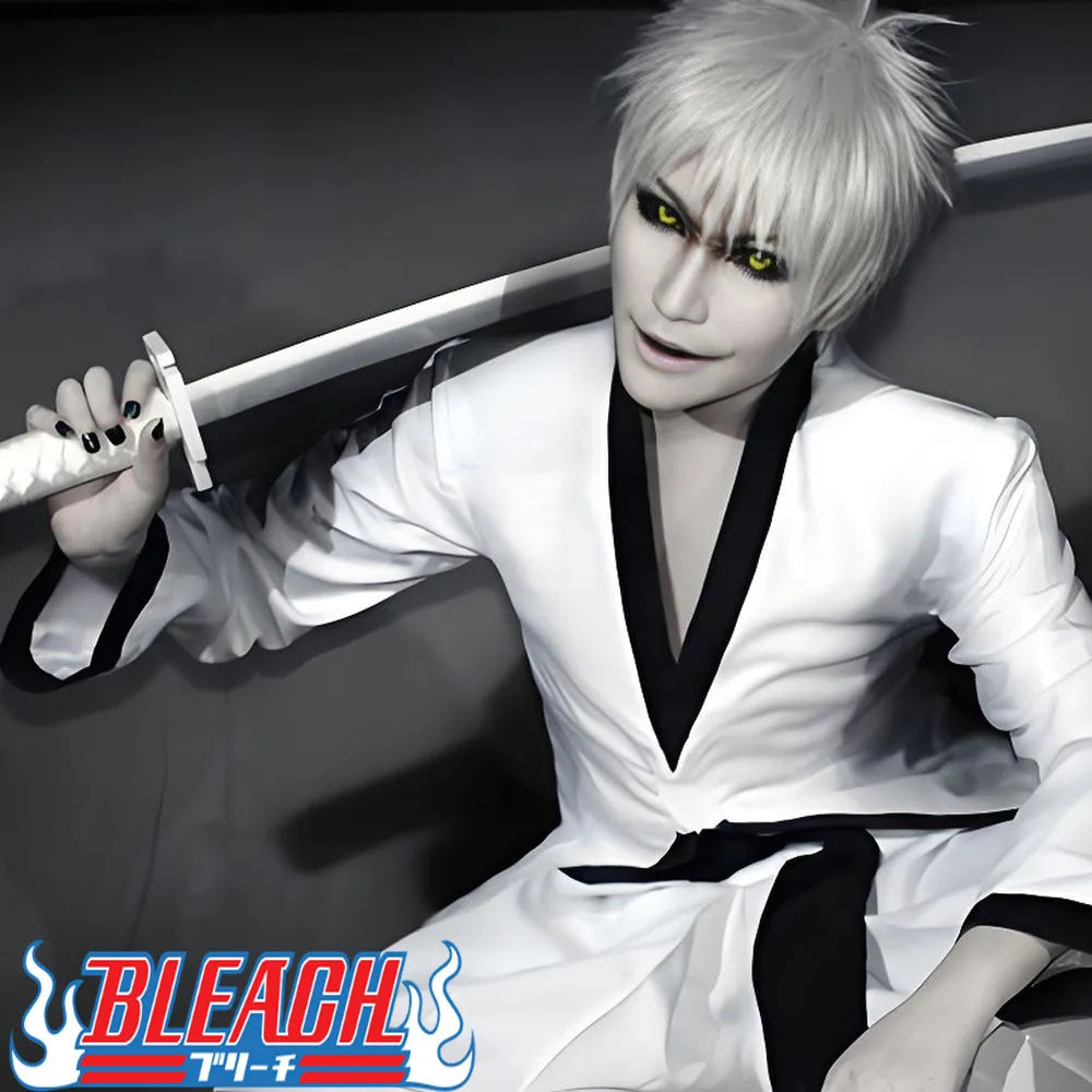 Bleach Ichigo Kurosaki Zangetsu Hollowfication Bankai Outfit Cosplay Costume With Wig Sandals