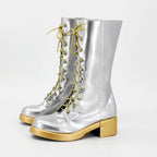 KPop Demon Hunters Zeoy Cosplay Shoes Silver Boots Custom Made Any Size