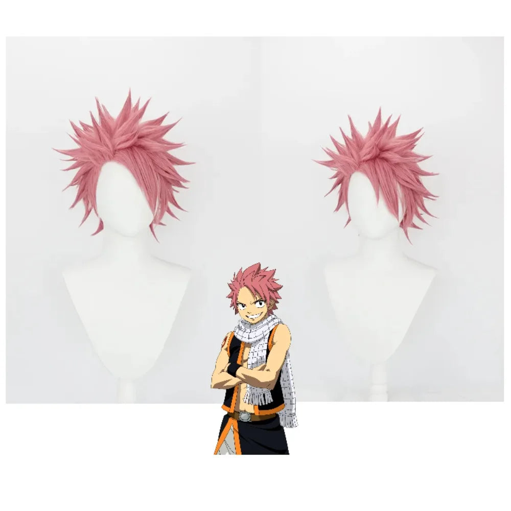 Fairy Tail Natsu Dragneel Cosplay Wig Pink Spiky Hair