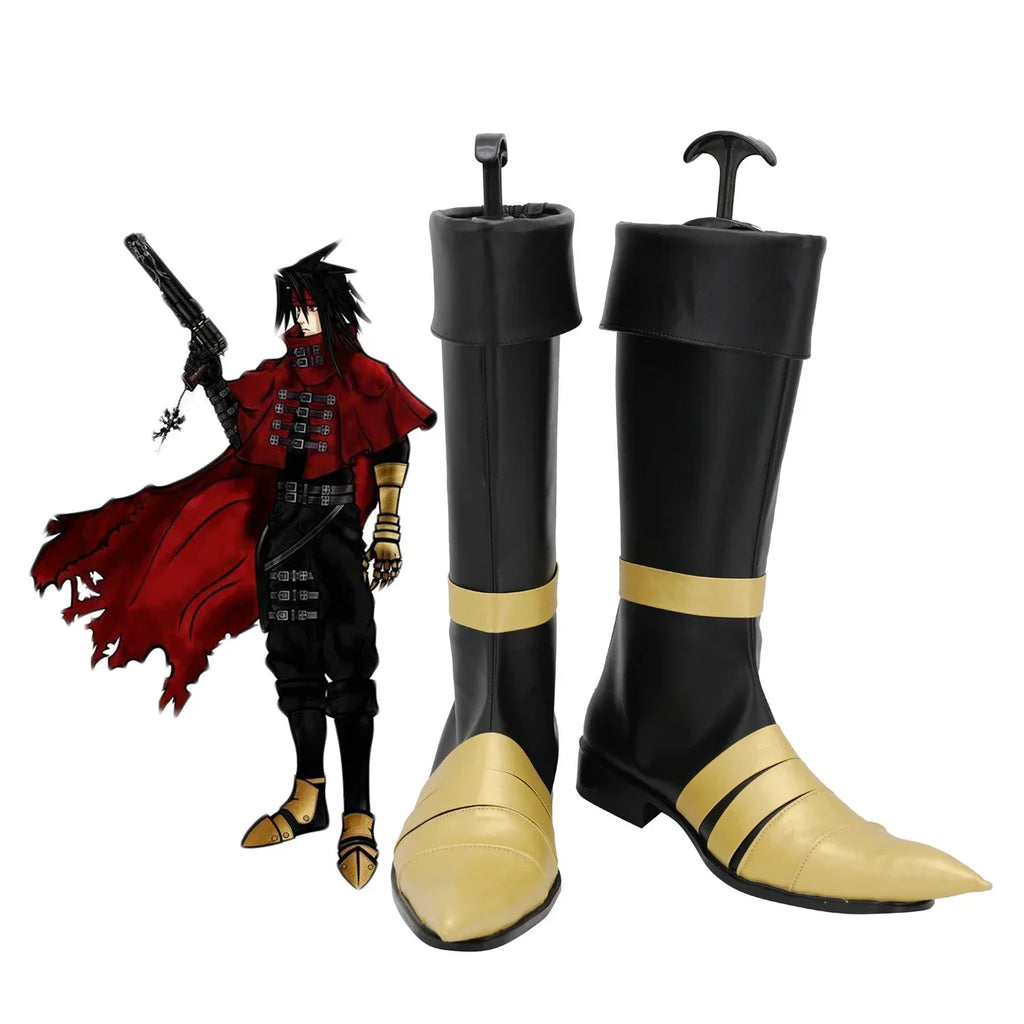 Final Fantasy VII Vincent Valentine Cosplay Boots Black Shoes