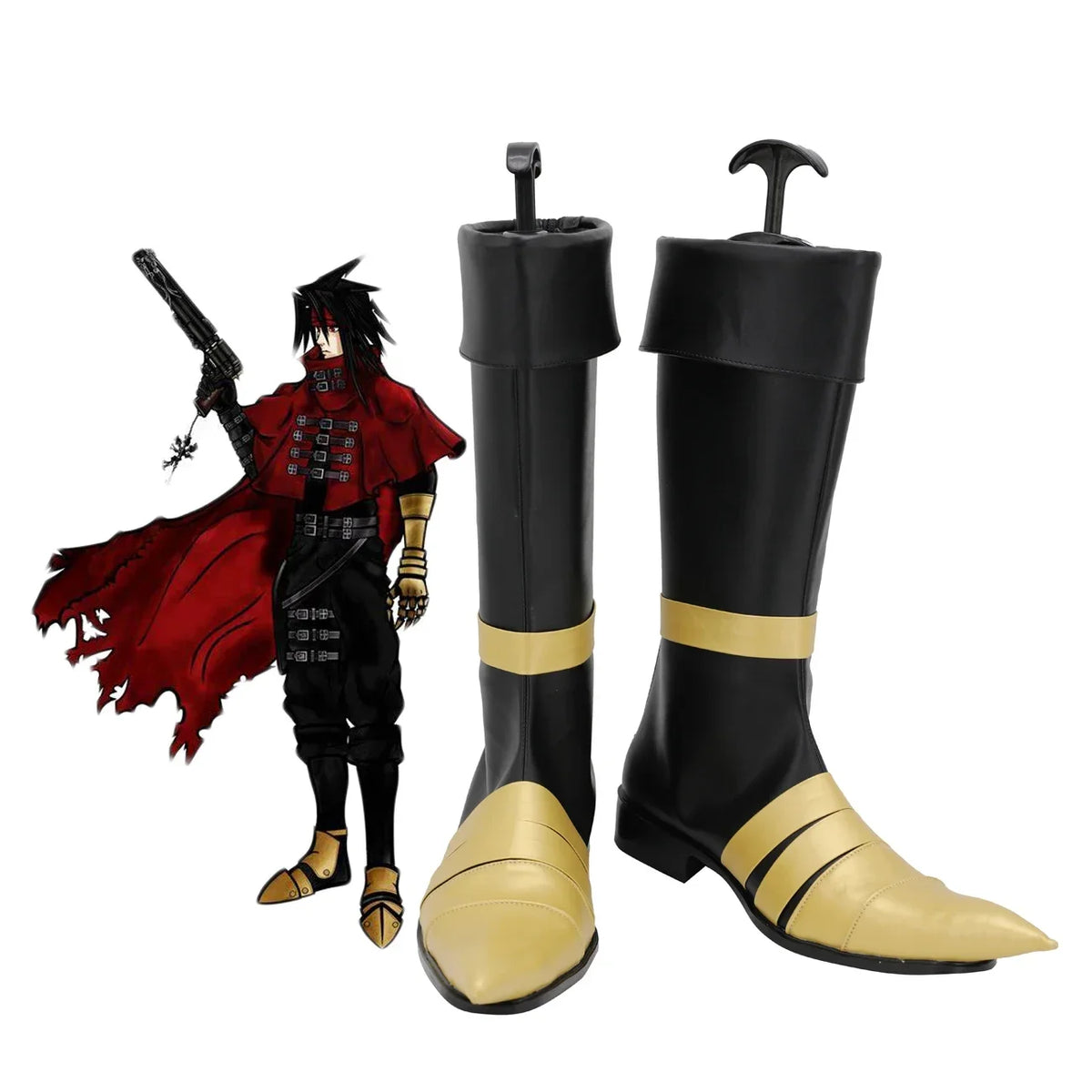 Final Fantasy VII Vincent Valentine Cosplay Boots Black Shoes