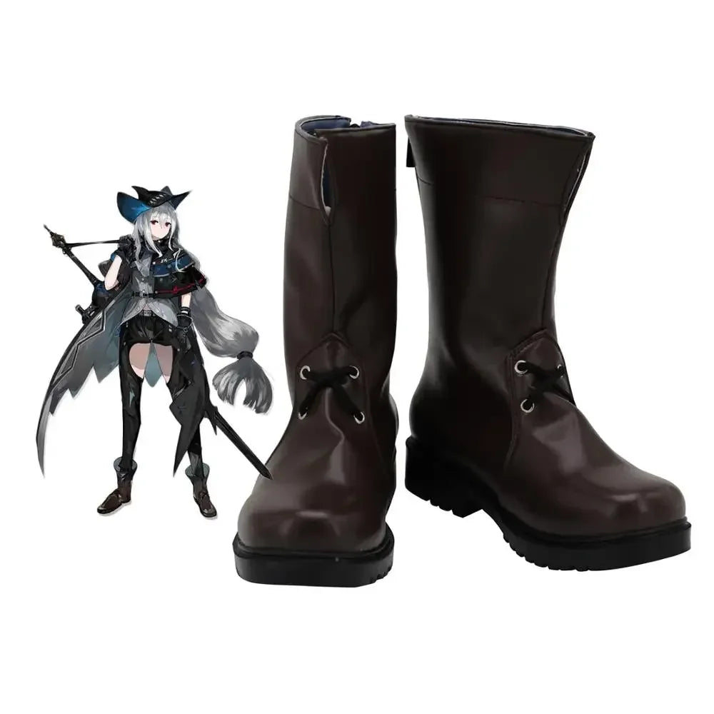Arknights Skadi Cosplay Boots Brown Shoes