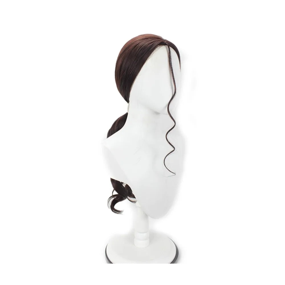 Perruque de cosplay du capitaine Kyoraku Shunsui de Bleach, style anime, cheveux bruns ondulés 