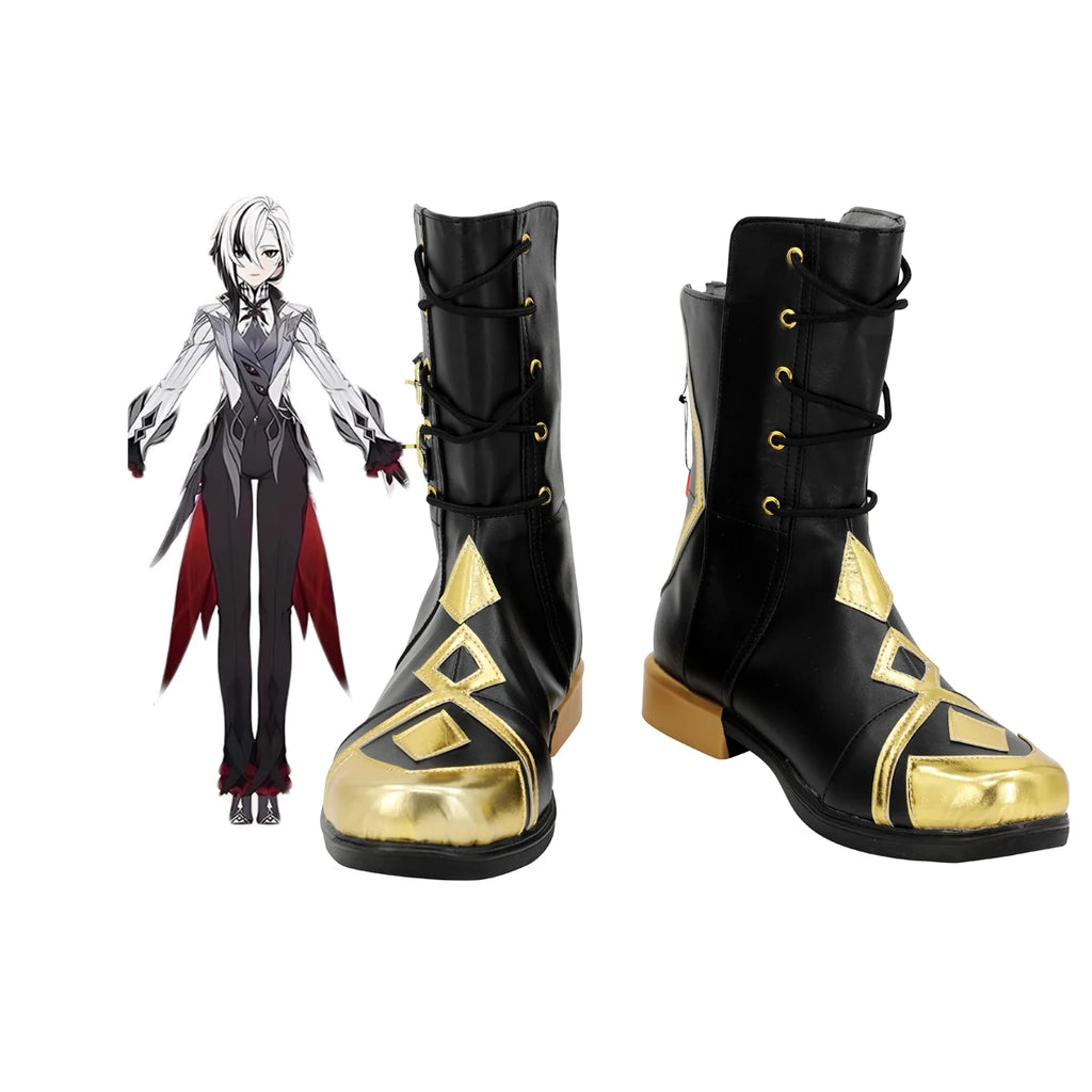 Genshin Impact The Knave Arlecchino Cosplay Boots Black Shoes