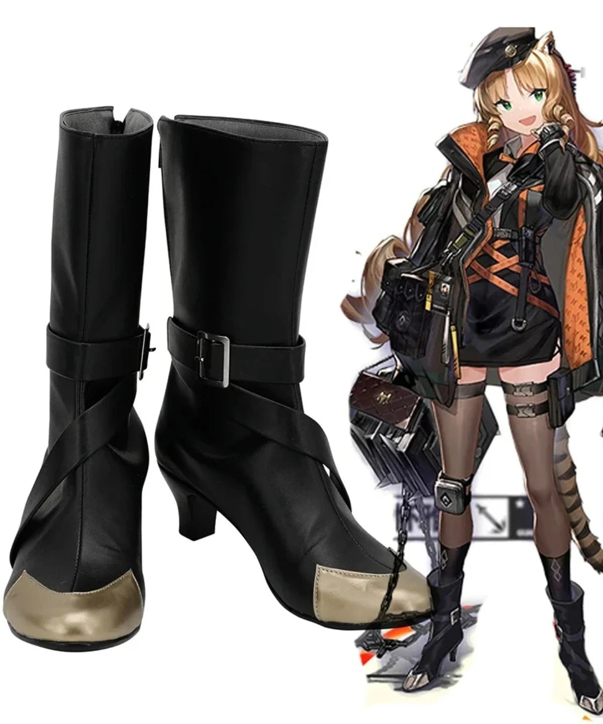 Arknights Swire Cosplay Boots Black High Heel Shoes