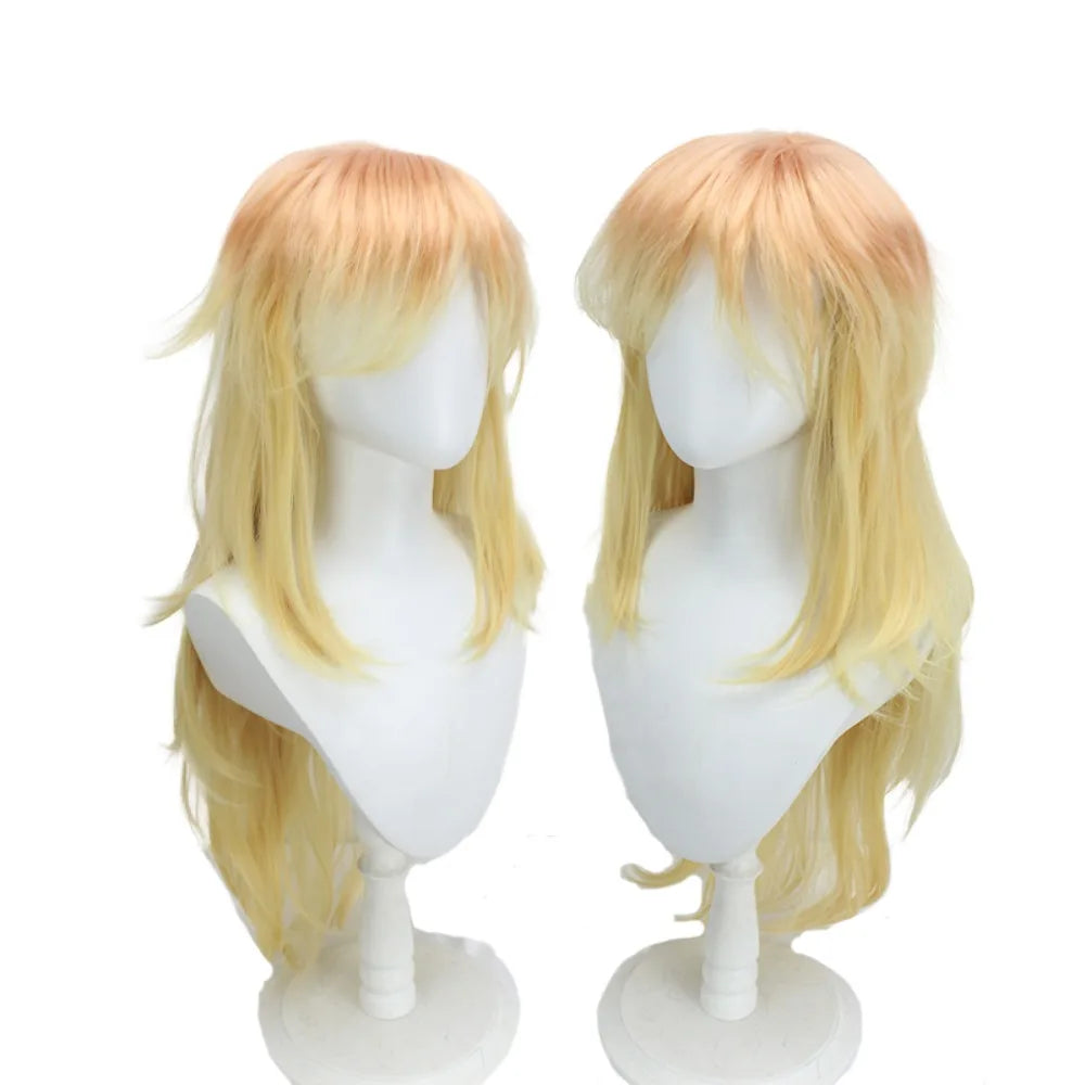 Perruque de cosplay de Kotetsu (Demon Slayer) - Coupe dégradée jaune ondulée 