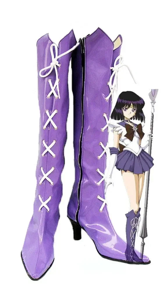 Sailor Saturn Cosplay Boots Sailor Moon Hotaru Tomoe Purple Boots | MiDicosplay