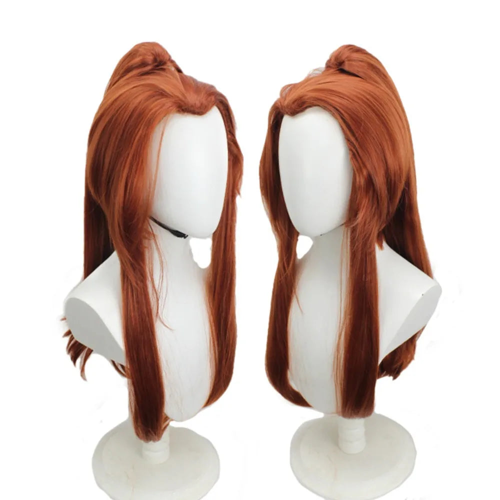 Overwatch Brigitte Cosplay Wig Reddish Brown Ponytail Hair